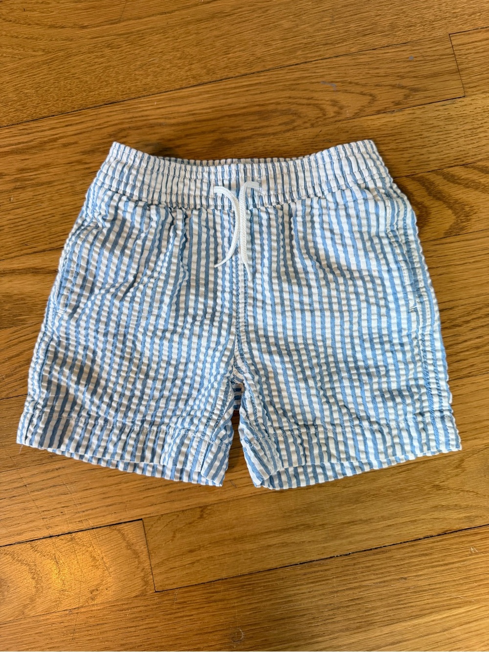 Crewcuts Blue and White Seersucker Swim Trunks